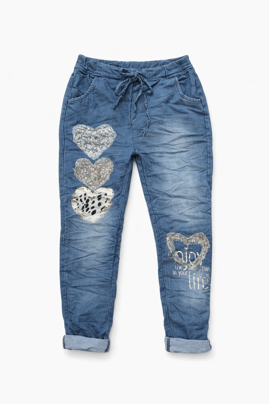 Pantalón vaquero corazones