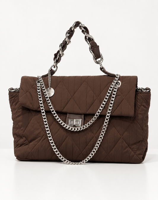 Bolso acolchado marrón chocolate