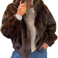 Chaqueta Reversible Efecto Visón & Leopardo Marrón