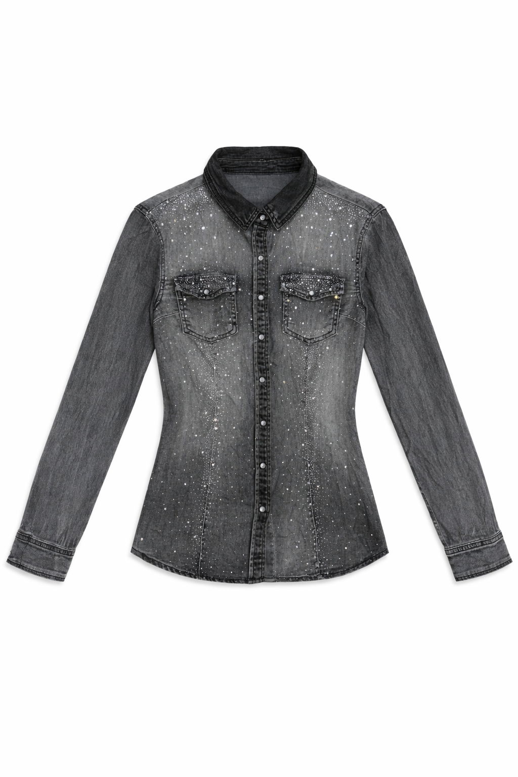 Sobre camisa gris strass