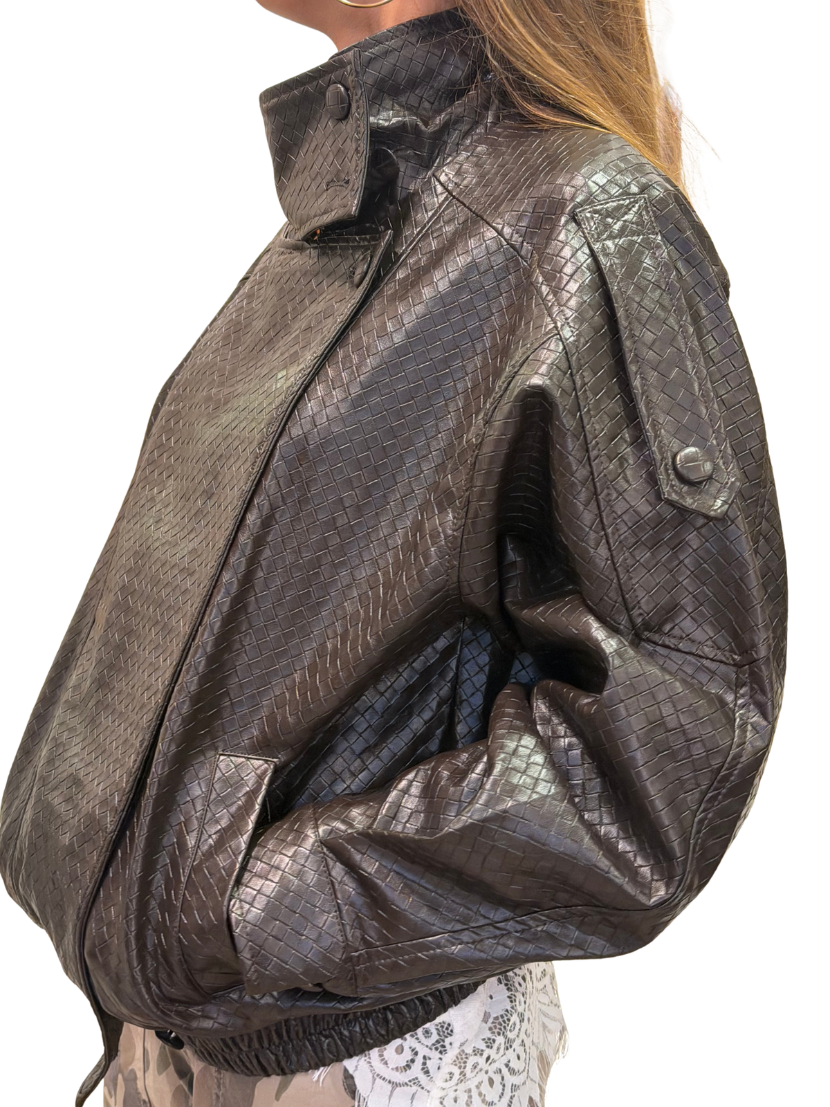 Chaqueta Mao Polipiel Marrón