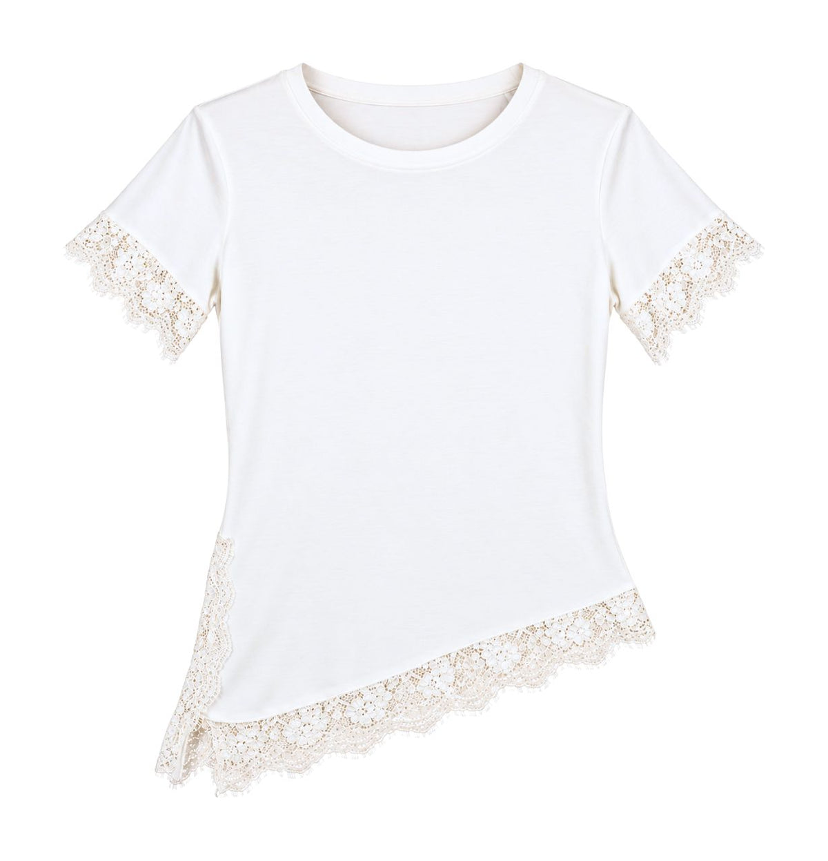 Camiseta encaje blanca asimétrica