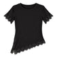 Camiseta encaje negra asimétrica