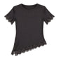 Camiseta encaje marrón asimétrica